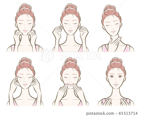 一個女人在做護膚的插圖 65313714