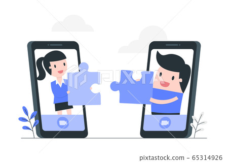 Online cooperation and teamwork concept Online cooperation and teamwork concept 65314926
