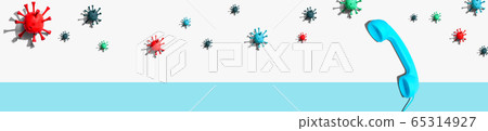 Telehealth theme with virus and telephone Telehealth theme with virus and telephone 65314927