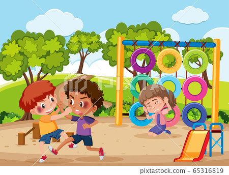 Scene with kid bullying their friend in the Scene with kid bullying their friend in the 65316819