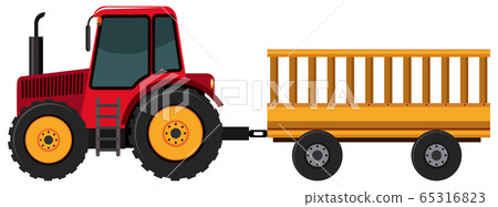 Tractor pulling wagon on white background Tractor pulling wagon on white background 65316823