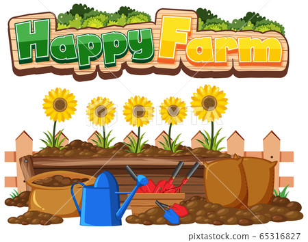 Font design for happy farm and sunflowers in the Font design for happy farm and sunflowers in the 65316827