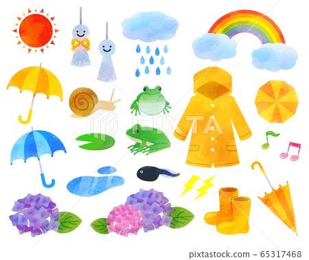 Rainy season illustration set / analog style Rainy season illustration set / analog style 65317468