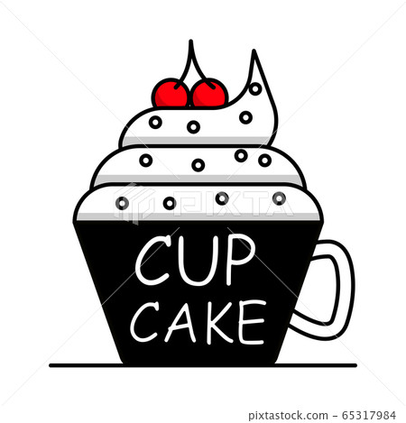 Cute cupcake in flat style isolated on white Cute cupcake in flat style isolated on white 65317984