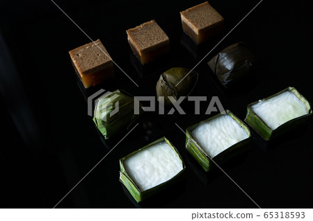 Malaysian food. chocolate jelly, kuih koci, and 65318593