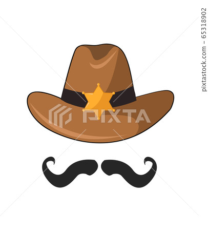 Vector Cartoon Sheriff Cowboy Hat with Gold Star Vector Cartoon Sheriff Cowboy Hat with Gold Star 65318902