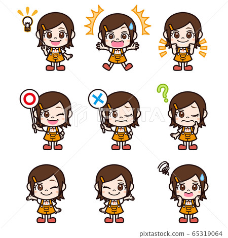 Girl's facial expression set 65319064