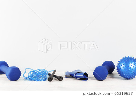 Healthy lifestyle blue sports accessories 65319637