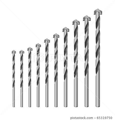 Realistic 3d Detailed Metallic Drill for concrete for perforator Bits Set Tools for Construction Work, Drilling Hole. Realistic 3d Detailed Metallic Drill for concrete for perforator Bits Set Tools for Construction Work, Drilling Hole. 65319750
