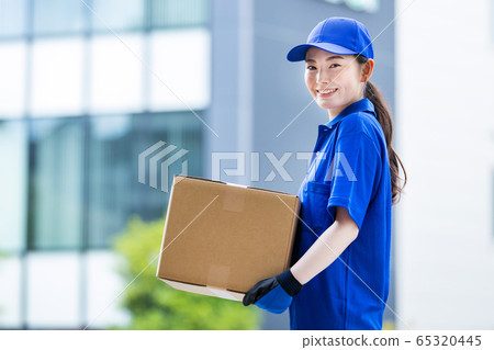 Female working courier service moving 65320445
