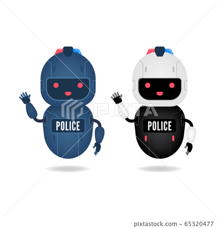 Police friendly android robot character. Police friendly android robot character. 65320477