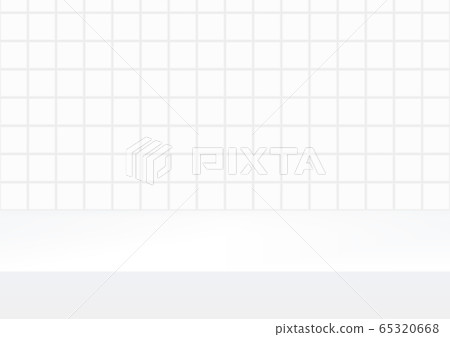 Empty studio white tiles background  for product display. Showroom shoot render. 65320668