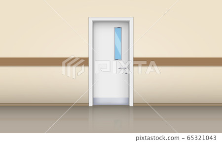 Hospital hall and medical door. 65321043