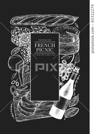 French food illustration design template. Hand French food illustration design template. Hand 65322274