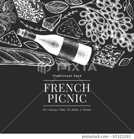 French food illustration design template. Hand 65322281