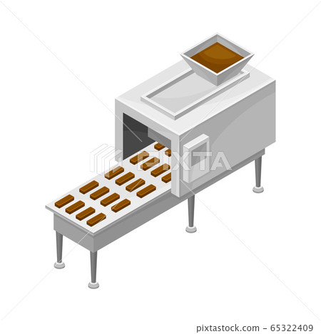 Conveyer Belt with Chocolate Sweets Formation Process Vector Illustration 65322409