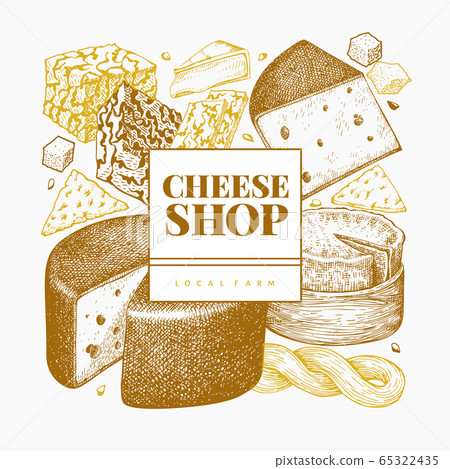 Cheese design template. Hand drawn vector dairy 65322435