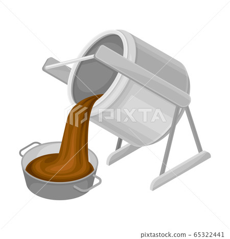 Steel Container with Chocolate Mass Pouring in Bowl Vector Illustration Steel Container with Chocolate Mass Pouring in Bowl Vector Illustration 65322441