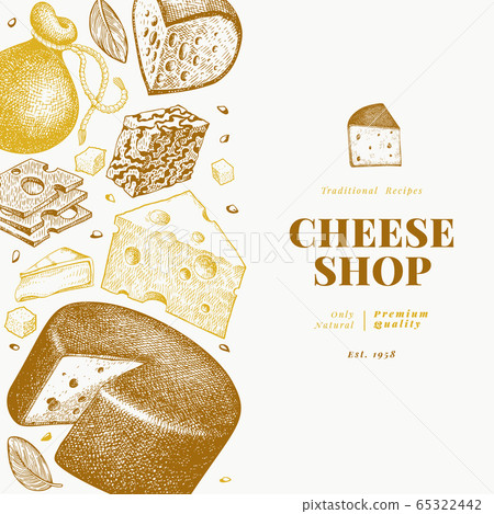 Cheese design template. Hand drawn vector dairy Cheese design template. Hand drawn vector dairy 65322442