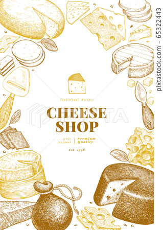 Cheese design template. Hand drawn vector dairy 65322443