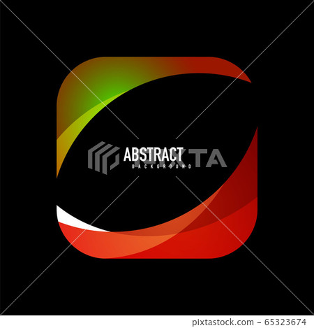 Geometric logo template, flowing waves with text 65323674