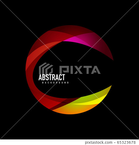 Geometric logo template, flowing waves with text 65323678