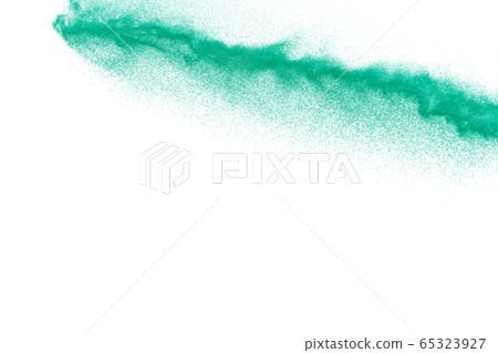 Splash of green colored powder on white background.Green powder explosion. Splash of green colored powder on white background.Green powder explosion. 65323927