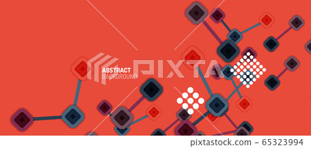 Abstract square dot connections, flat style multicolored geometric background for Wallpaper, Banner, Background, Card, Book Illustration, landing page or poster design 65323994