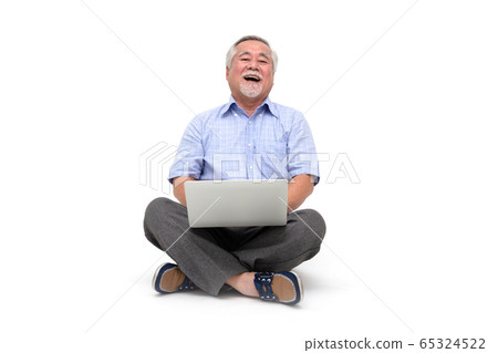 Excited senior asian man feeling happy celebrating Excited senior asian man feeling happy celebrating 65324522