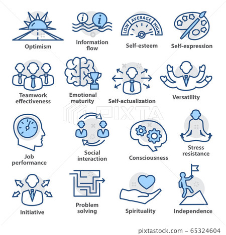 Business management icons. Set in line style for strategy, career progress and business process. Pack 06 65324604