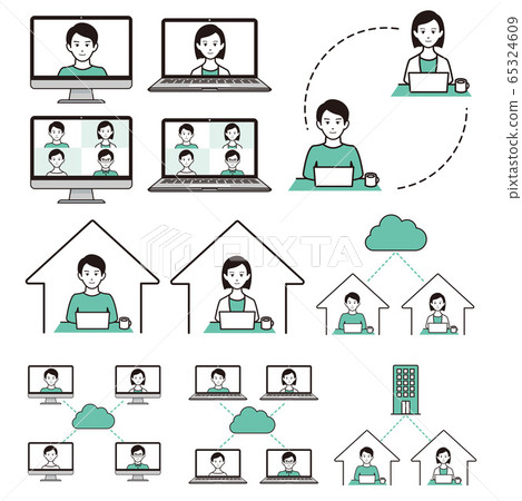 Remote work icon set - Stock Illustration [65324609] - PIXTA