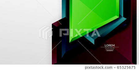 Metal glossy shiny geometric shapes with 3d effect composition. Techno futuristic vector abstract background For Wallpaper, Banner, Background, Card, Book Illustration, landing page 65325675