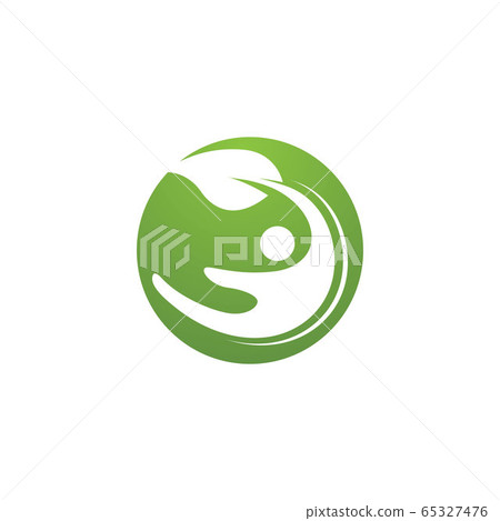 hand and leaf green Logo Template vector - Stock Illustration [65327476 ...