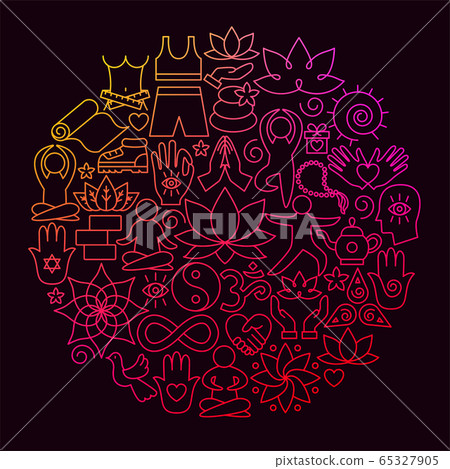 Yoga Line Icon Circle Concept 65327905