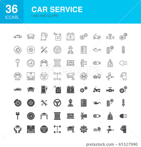 Car Service Line Web Glyph Icons 65327990
