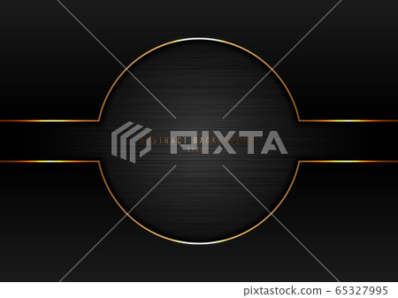 Abstract black circle with gold border frame on Abstract black circle with gold border frame on 65327995