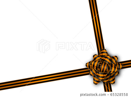 Gift cards with a black and orange tied bow and copy space 65328558