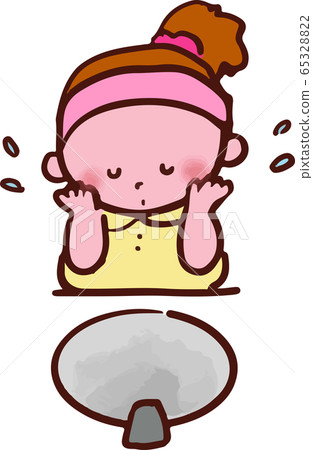 A girl washing her face 65328822