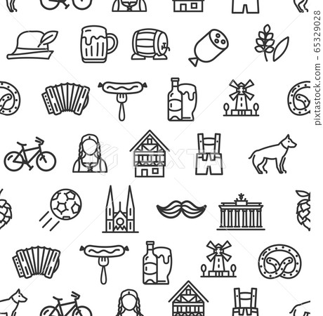 Germany Signs Seamless Pattern Background on a White. Vector Germany Signs Seamless Pattern Background on a White. Vector 65329028