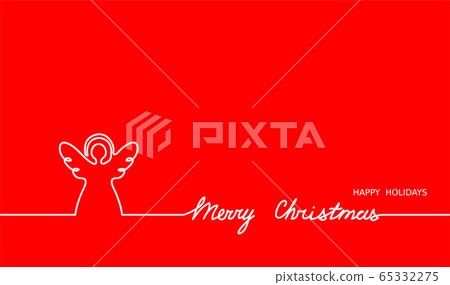 Angel simple outline and Merry Christmas text on red background. One continuous line vector drawing, web banner, illustration. Christmas angel minimalist background Angel simple outline and Merry Christmas text on red background. One continuous line vector drawing, web banner, illustration. Christmas angel minimalist background 65332275
