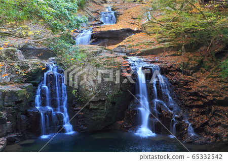 Autumn leaves of Buraku Waterfall 65332542