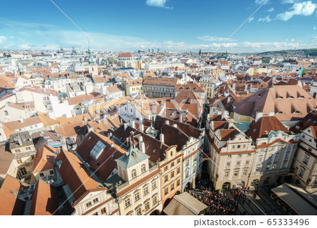 roofs in Prague Old Town Square, the Czech 65333496