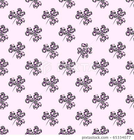 Seamless pattern with pink mosaic clover leaves. Seamless pattern with pink mosaic clover leaves. 65334077
