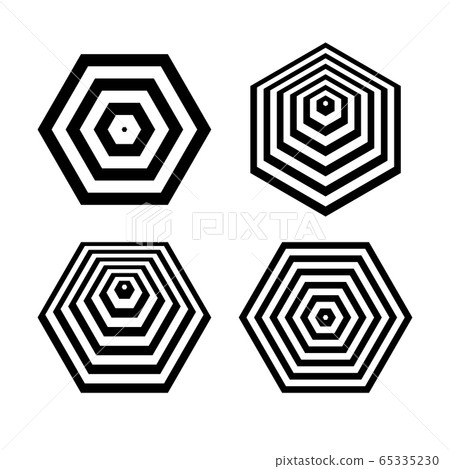 Abstract geometric icons in hexagon shape. Design 65335230