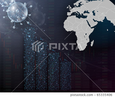 The impact of coronavirus on the stock exchange and the global economy. Business Technology News Background. Graphs representing the stock market crash caused by the Coronavirus. Economic fallout 65335406