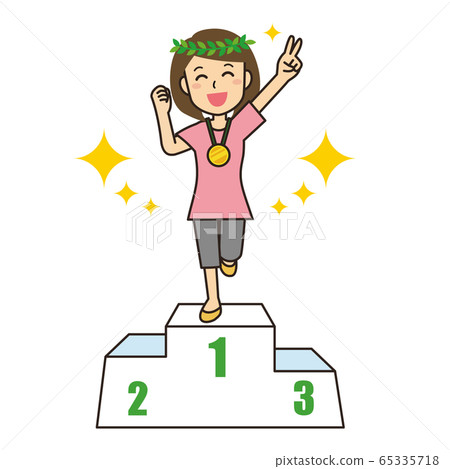 Woman rejoices on the podium Woman rejoices on the podium 65335718