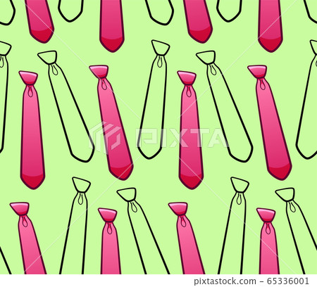 Pink and black outline style neckties seamless pattern Pink and black outline style neckties seamless pattern 65336001