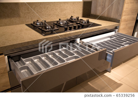 Interior of luxurious modern kitchen and oak grey 65339256