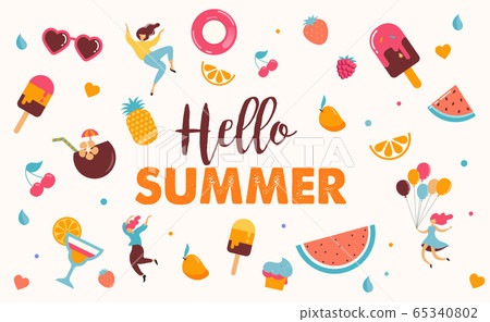 Hello summer abstract background, summer sale banner, poster design. Vector illustration 65340802