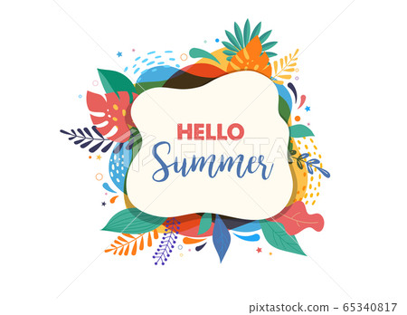 Hello summer abstract background, summer sale banner, poster design. Vector illustration 65340817